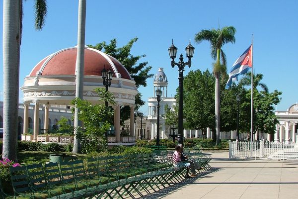 The elegant plaza of Cienfuegos, Cuba
