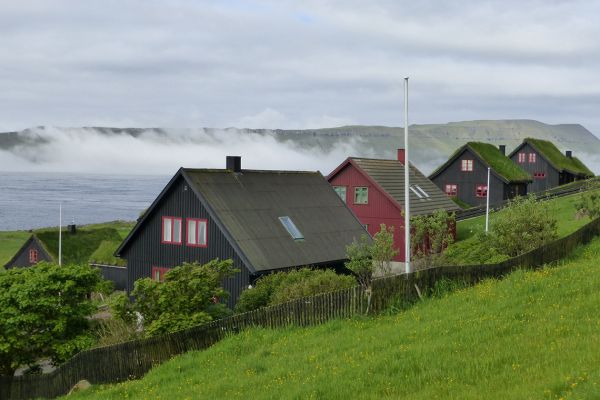 Traditional Faroese houses in Kirkjubour