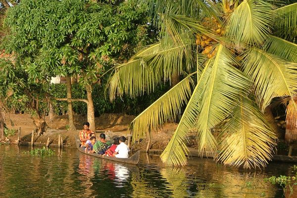 Backwaters scene, Kerala, India