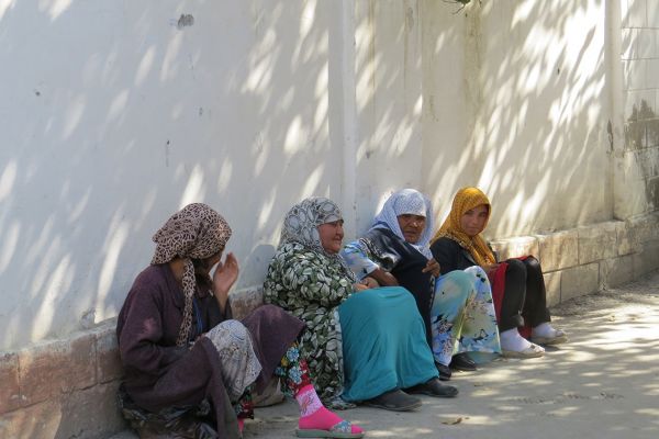 Uzbek ladies resting in the shade