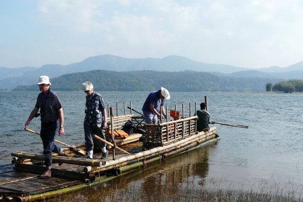 Raft trip in Parambikulam Tiger Reserve, India