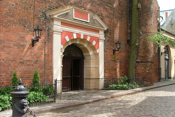 A quiet cobbled lane in Riga, Latvia