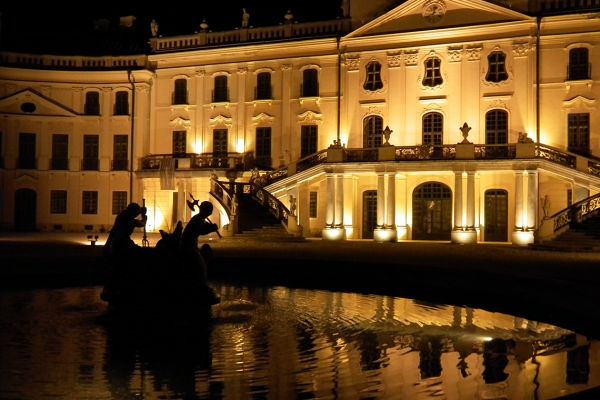 Floodlit Esterhazy Palace, Fertod, Hungary